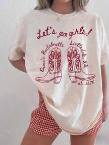 Camisetas Premium Casuales Unisex Bonitas   1 pieza de camiseta personalizada "Lets Go Girls" para despedida de soltera, camisetas personalizadas estilo cowgirl country, camisetas para fiesta de despedida de soltera "Nashville Austin Last Rodeo", regalo personalizado para el Día de San Valentín/compromiso/boda/festividades/vida cotidiana. - Blanco - Ver 1