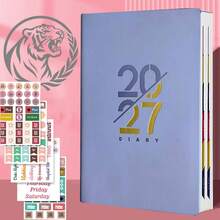2027 英文計畫本 - 人造皮革硬殼版，月計畫與週計畫版面，新日曆手帳：自律追蹤、時間管理，適合辦公室使用，現代封面設計文具用品 - 附5張貼紙 - 查看 20