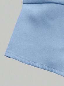 Chaleco minimalista de unicolor con cuello en V, sin mangas y con botones delanteros - Celeste - Ver 3