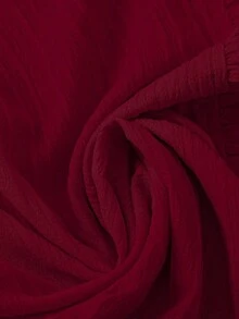 Blusa casual con cuello en V, volantes y mangas de pétalos acanalados para tallas grandes - Rojo - Ver 4