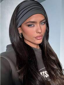 4 peças/Conjunto Novas Faixas de Cabeça Largas de Cor Sólida, Faixas de Cabeça Esportivas de Yoga com Nó Cruzado para Mulheres, Lenços de Cabeça da Moda para Meninas, Adequados para Yoga, Corrida, Esportes no Verão, Acessórios de Cabelo de Verão - Multicolorido - Visão 4