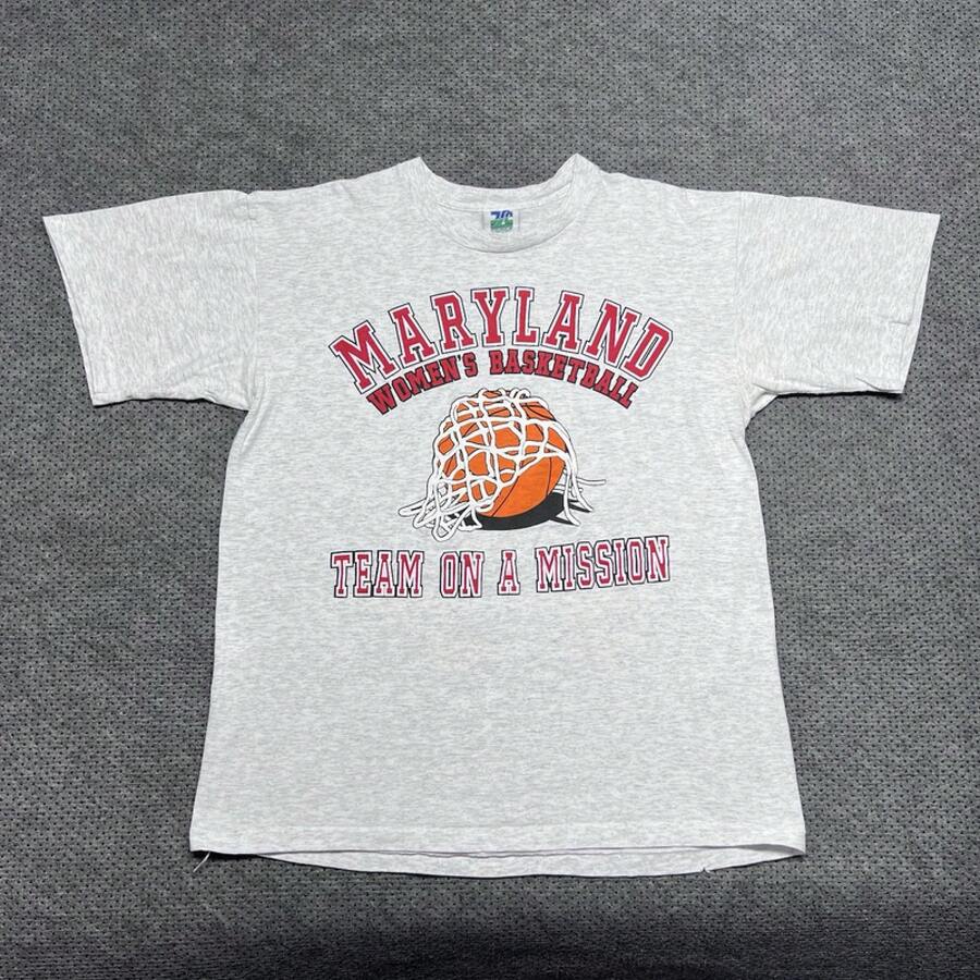 Vintage 90s University Of Maryland Terrapins Womens Basketball T-Shirt Large,Cosplay - 主圖顏色 - 查看 1