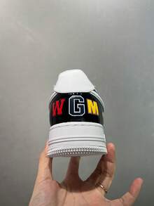 A BATHING APE Bape 休闲运动鞋，撞色星形标志亮面休闲鞋 - 黑白鯊魚 - 查看 7