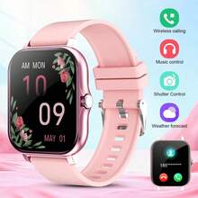 CHAONB Smartwatch con pantalla de llamadas y mensajes, reproductor de música, seguimiento deportivo para hombres y mujeres, conectado al teléfono, reloj inteligente de moda, rastreador deportivo, Bluetooth, notificación, frecuencia cardíaca, monitoreo del sueño, agenda telefónica, registro de llamadas, alarma, cámara remota, clima, temporizador, electrónica de consumo, alarma, SMS, aplicaciones sociales, notificación, reloj digital de muñeca - Rosa - Ver 3