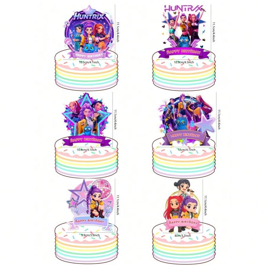 1 unidade de cartão decorativo para ovo de aniversário com tema de grupo feminino (2026), ideal para decoração de sobremesas em festas de aniversário. Perfeito para festas com tema K-POP. - Multicolorido - Ver 1