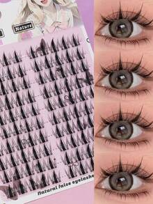 100 Clusters Spiky Cat Eye Lash Clusters, Dramatic D Curl Individual False Eyelashes, Manga Anime Style Segmented Lashes, Thick & Curled, Soft Fiber, Easy DIY, Reusable, Ideal For Cosplay, Party, And Bold Makeup Looks - C - View 7