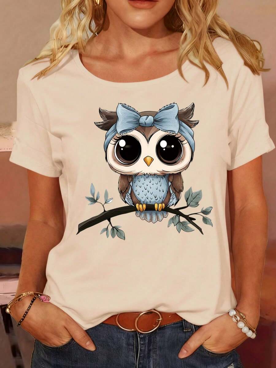 Camiseta de Verano de Alta Gama para Mujer, con Estampado Creativo de Letras, de Algodón Puro, Ideal para Ocio al Aire Libre en Primavera y Verano, Viajes y Fiestas, Fácil de Combinar. - Albaricoque - Ver 1