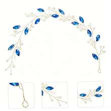 1pc Elegant Floral Crystal Handmade Hair Chain, Suitable For Wedding, Party, Gathering,Summer,Beach - Silver - View 7