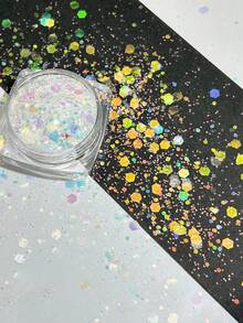 1 Botella de Polvo de Brillo Holográfico Colorido Mixto 3D, Lentejuelas, Decoraciones de Arte de Uñas, Accesorios de Joyería de Uñas DIY Coreanos - Multicolor - Ver 52