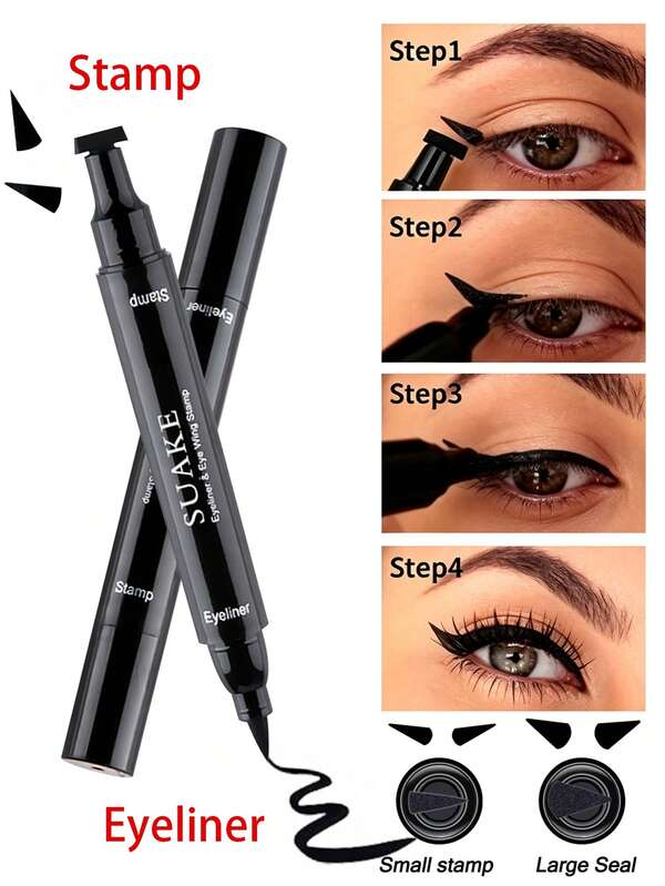 Delineador de ojos de gato a prueba de manchas y de larga duración, ultra fino, con plantilla para alas, herramienta de maquillaje fácil para ojos de gato, negro medianoche, impermeable y a prueba de manchas, punta triangular, marca de maquillaje, pintura facial, cosméticos, adecuado para mujeres y niñas, perfecto para invierno y primavera, ideal para la moda Y2K, adecuado para regalos de cumpleaños y San Valentín, mejor color para celebraciones de fiestas