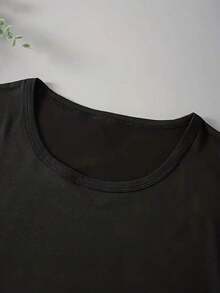 1 Piece Witch Hat Print T-Shirt - Blend ( , Elastane) - Round Neck - Medium Stretch - Short Sleeve - Casual Black T-Shirt For Women - Spring/Summer Collection 180g 100% Cotton - 黑色 - 查看 4