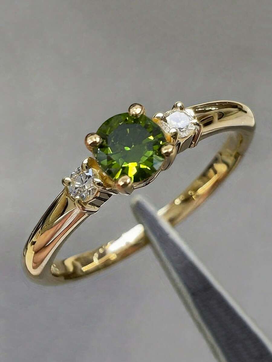 1 pièce Bague en zirconium cubique élégante, convient aux femmes, idéale pour les mariages, les fiançailles, les fêtes d'anniversaire, cadeau de la Saint-Valentin - 1# - Voir 1