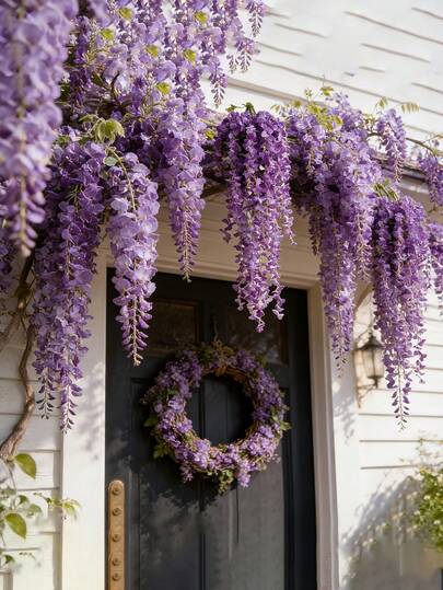 10pcs Artificial Purple Wisteria Vines, Realistic Fake Flowers Suitable For Outdoor Indoor Home Garden Decor, Fit For Wedding Valentine's Day Easter Spring Decoration