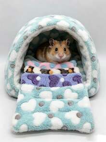 保暖猫垫 猫窝 狗笼宠物毯 加热床垫 加厚保暖小型宠物珊瑚绒垫 仓鼠兔子冬季垫 窝垫 室内外通用 - 彩色 - 查看 12