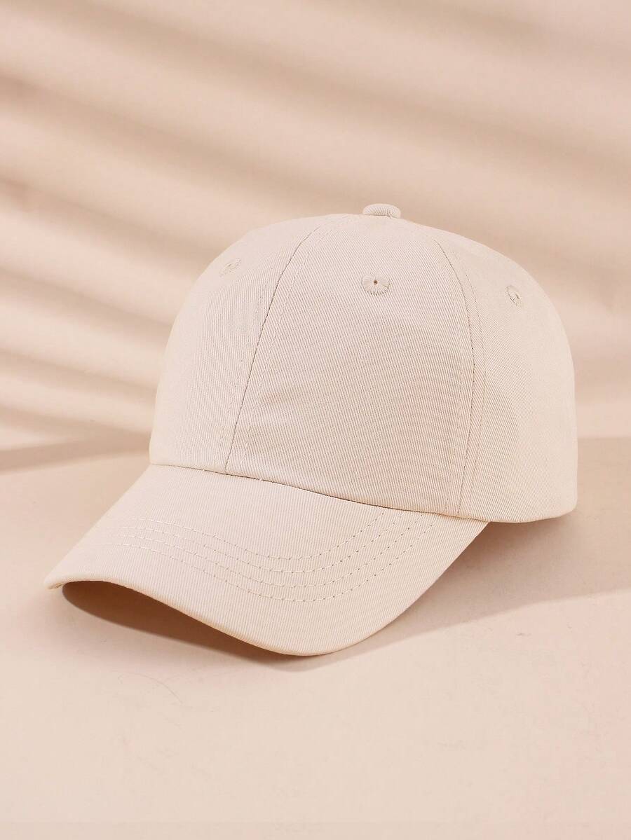 1 pieza Gorra de béisbol ajustable de unicolor beige para protección solar de bebés/niños pequeños - Beis - Ver 1