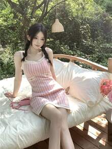 Women Short Dresses - Pink - View 8