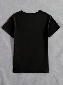 Conjuntos de verano para mujer: Camiseta de cuello redondo con estampado del signo zodiacal Géminis, curiosa, rápida, adaptable, juguetona, inteligente y observadora, de manga corta, ropa casual para el día a día, top de moda de verano. - Negro - Ver 3