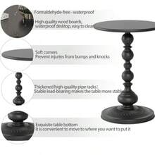 Juego de mesas auxiliares redondas de metal mesa de sofá negra mesa pequeña bandeja de TV para el sofá en la sala de estar y recámara cama silla mini mesa de centro mesa de cabecero - 2 piezas  Mesa de hierro de actualizacin negra - Ver 6