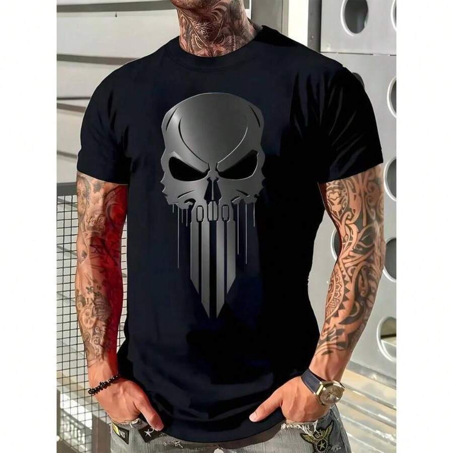 Playera unisex de 100% algodón con estampado minimalista y elegante, manga corta y cuello redondo, cómoda y versátil para primavera, verano y uso diario - [Negro] - Ver 1