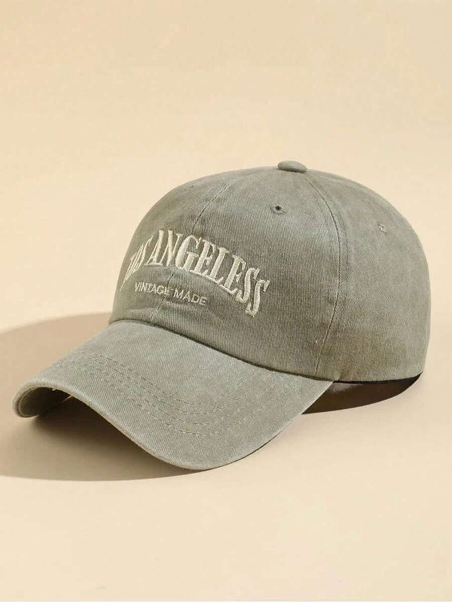 1 chiếc mũ lưỡi trai thời trang màu xanh nhạt in chữ "Los Angeles" kiểu retro - Lạc đà - Xem 1
