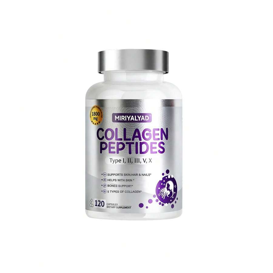 Miriyalyad Collagen Peptides 1800mg | Type I, II, III, V, X | Supports Skin, Hair, Nails & Bones | 120 Capsules Dietary Supplement - 1 CÁI - Xem 1