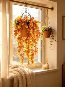 2pcs Mori Style Eucalyptus Hanging Vines, Round Leaves With Natural Drooping Vines, Versatile For Various Decor Scenarios, Highly Adaptable, Suitable For Garden Decoration, Gardening Supplies, Wedding Backdrop, Entryway/Windowsill Arrangement, Fireplace Decor, Autumn Home Soft Furnishing, Creating A Warm And Healing Autumn Atmosphere - Multicolor - View 10