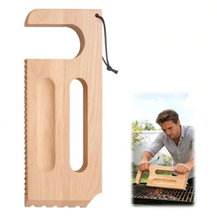 Wooden Grill Scraper, Brush Natural Hardwood BBQ Cleaner, Grill Grate Cleaner For Traeger Grills -  Bristle-Free Grill Cleaning Tool With Pro Series, Ironwood, And Timberline Grills - WOOD - View 1