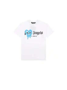Unisex T-Shirt With A Round Neck And Short Sleeves, Printed With A Melting Blue Heart And Gothic Lettering, In A Casual Streetwear Style For Men And W - 白色 - 查看 6
