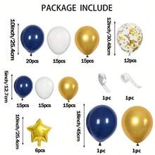 117 Stücke Luxus Marineblau Gold Konfetti Ballon Girlande Bogen Set, weiße matte Latex Ballons, Alles-passend Dekoration für Geburtstag, Hochzeit, Abschlussfeier, Tanzparty, Innen- und Außenbereich - Mehrfarbig - Übersicht 6