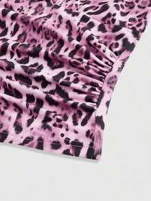 Grunge Punk Top de tirantes con cuello halter con estampado de leopardo Y2K para mujer - Multicolor 2 - Ver 4