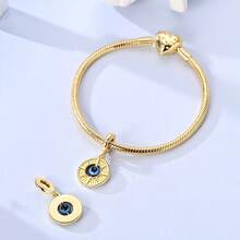 18k Gold Plated Classic Unique Rotating Eye Sun Eye Charms For Bracelets Religious Symbol Decoration Daily Accessories Creative Versatile Women's Fashion Jewelry Gifts Perfect Gift For Celebrating Festivals Bracelets Necklaces DIY Pendant Beads Making - Gold - View 6