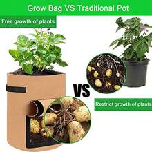 2 túi trồng khoai lang 10 gallon, xô trồng khoai tây bằng nỉ, túi trồng cây hình tròn dùng để ươm giống khoai tây, túi làm vườn rau, túi vải. - Túi trồng cây - Xem 8