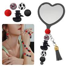 25/28PCS 3D Dark Raven Combination Silicone Bead Set, Includes Top Hat Raven And Spread Wing Cartoon Raven Shapes, Gothic Style, With 15mm Black Flower And Gray Striped Printed Beads, Black And Pearl Gray Beads Combination, Fashionable Design, Jewelry Making Beads, Ideal For DIY Bracelets, Lanyards, Pen Accessories, Holiday Decorations And Other Handicrafts - Perfect Gift For Holidays And Birthdays - Dark Raven Series - View 11