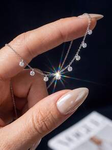 1 chiếc mặt dây chuyền bạc 925 đính đá Moissanite thanh lịch, lãng mạn, vòng cổ hứa hẹn, vòng cổ vĩnh cửu, trang sức cao cấp tinh tế làm quà tặng cho phụ nữ, quà Giáng sinh. - Dây chuyền Moissanite - Xem 2