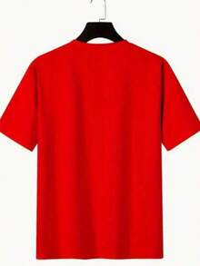 Under The Radar New Women's Fall/Winter Short-Sleeved Crew Neck T-Shirt, 100% Cotton, Loose Fit, Casual And Versatile Style With A Modern Print, Ideal As A Wardrobe Staple. Women's T-Shirt - Unisex Urban Vintage Style, Loose Fit, Cotton, Short Sleeve, Crew Neck - 紅色 - 查看 5