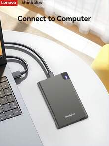 Lenovo Hard Drive Case, 6GBps High-Speed Transmission, Driver Free Design, 2.5-Inch SATA Protocol Portable Hard Drive Enclosure, Fast Heat Dissipation, High-Performance Hard Drive Case, Compatible With Multiple Devices - Grey - View 5