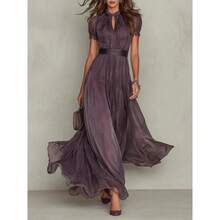 2026 Summer New Women V Neck Waist Gathering Ruffle Hem Dress Fashion Print Elegant Dress For European And American Style - 圖片色 - 查看 1