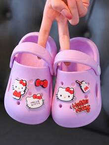 Hello Kitty Dép trẻ em, dép xăng đan hoạt hình mùa hè cho bé gái, giày làm vườn. - Màu tím - Xem 1