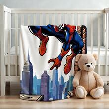 1pc S-Pider-Man Print Blanket,Retro Cartoon Style Throw Blanket,Cartoon Character Printed Blanket,All-Season Universal Nap Blanket,Character Home Decor Blanket,Modern Fashion Gift Suitable For Home Bedroom Bed Sofa Office Lunch Break Cover Picnic Blanket - Multicolor - View 4