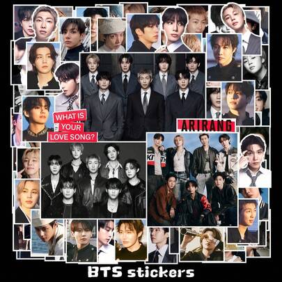 Bộ 103 miếng dán ảnh chất lượng cao các thành viên nhóm nhạc K-POP ARIRANG album thứ 5, bao gồm RM, Jin, J-Hope, Jimin, V, v.v. Những miếng dán này chống thấm nước và chống trầy xước, rất thích hợp để trang trí ốp điện thoại, sổ tay và album ảnh. Là phụ kiện dành cho ngôi sao K-Pop và vật liệu thủ công DIY.