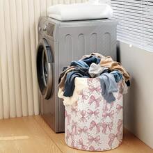 1 pezzo, Contenitore per la Biancheria Rosa per la Camera da Letto, Cesto per Vestiti Sporchi, Cesto per la Biancheria con Manico, Borsa Portaoggetti per Coperte e Asciugamani, Scatola Organizzatrice di dimensioni 35,05X41,91 cm/39,88X49,78 cm - 35,05 x 41,91 cm - Visualizzare 5