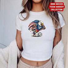 Women's Summer Outfits, Gifts For Mothers, Personalized T-Shirt For The 2026 World Cup, Comfortable T-Shirt For USA, Canada, And Mexico Match Day, Blue Tops, Women's Summer Clothes - 白色 18 - 查看 7
