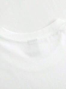 Women's Blouses. Soft Touch Cotton Women's T-Shirt With Original MRS Letter Print, Short Sleeve Top With Minimalist And Bold Text Pattern, Comfortable Casual Summer T-Shirt For Women, Casual Short Sleeve Round Neck Print T-Shirt For Summer, Graphic T-Shirts For Women. - 白色的 - 查看 4