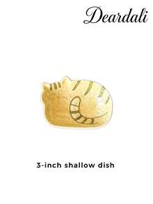DearDali 1个可爱猫咪造型陶瓷蘸酱碟/酱料盘，日式治愈系风格，萌猫脸/背设计，耐热釉面，防烫防滑，家用调味碟/蘸酱碗/桌面收纳碟，多种尺寸可选 - 彩色 - 查看 15