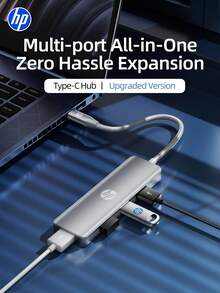 HP 5-in-1 Docking Station, DHC-CT210, Paduan Aluminium, Type-C ke DC + USB 3.0*4, Transfer File Efisiensi Tinggi, Dock Multifungsi Portabel, Pasang dan Mainkan - View 3