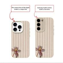 1pc TPU Material Soft Tulip Striped Pattern Phone Case Compatible With IPhone 17 Pro Max/17/16 Pro Max/15/13/12/11, S20 FE/A15/S24/A55, Note 11/Note 12/Note 13 Pro, Full Coverage Anti-Drop Soft Protective Phone Cover - White - View 7