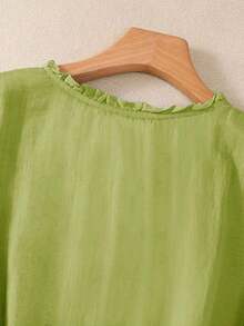 Blusa ligera y holgada de viscosa con bordado retro para mujer, para primavera y verano, casual, estilo campestre, tops de verano - Verde - Ver 5