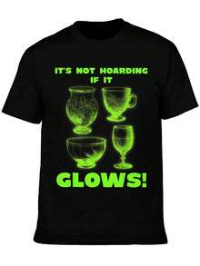 Men's Fashion T-Shirt 2026: Don't Just Buy In Bulk, If It's Bright, Get The Uranium Green Glass Effect T-Shirt - Printed T-Shirt, Men's T-Shirt, Printed T-Shirt, Vintage Printed T-Shirt For Men, Suitable For Home Parties And Travel. - 黑色 - 查看 6