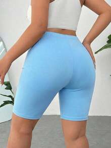Pantalones Cortos de Compresión de Talla Grande  Negros de Secado Rápido y Refrigeración - Azul - Ver 2