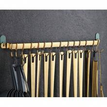 Kitchen Utensil Ra, Kitchen Ra With Gold Titanium Plating,Rail Ra Organizer For Hanging Knives,Wall Mounted Gourmet Kitchen Rail With 14 Hooks Variant 3 - 2. Gold - View 2
